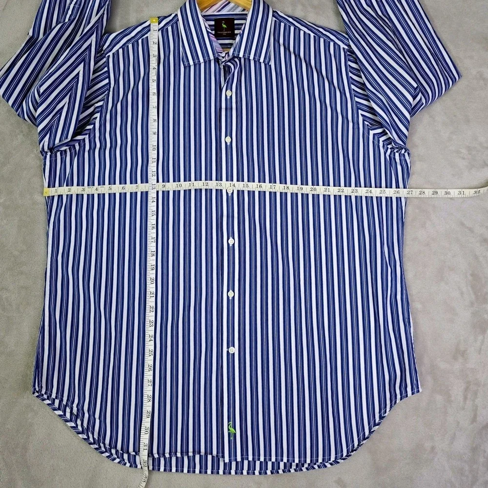 Tailorbyrd‎ Mens XXL Button Down Dress Shirt Blue & White Stripe 100% Cotton